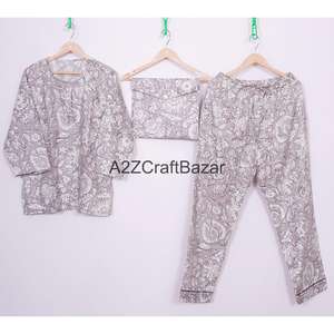 Robe de nuit pour femme 100% coton doux, imprimé numérique motif floral, tenue de mariée et demoiselle d'honneur, respirante, combo printemps - Product Image 1