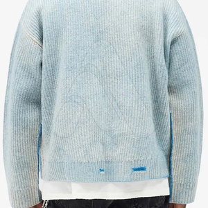 Pull en coton 100 % pour homme, coupe ample, respirant, tricoté, style streetwear personnalisé, effet délavé, collection 2026 - Product Image 2