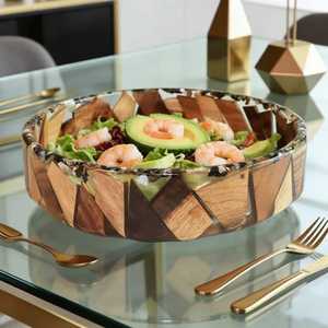 Bol en bois et résine artisanal au design unique, fait main, avec incrustation de résine violette, style Wabi Sabi, pour servir les aliments, idéal comme cadeau - Product Image 4