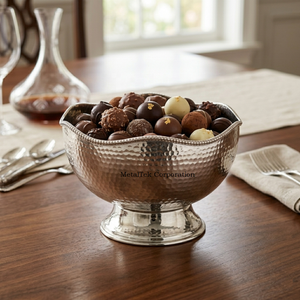 Luxury Silver Hammered <b>Chocolate</b> Bowl Handcrafted Metal Dessert Server Elegant Giftware for <b>Weddings</b> Parties & Home Decor Bowls - Product Image 2