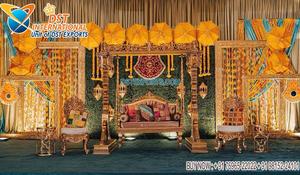 Scène de mariage indienne Mehandi de style Punjabi, dernier design, fabricant et exportateur de décorations de scène Mehandi - Product Image 6