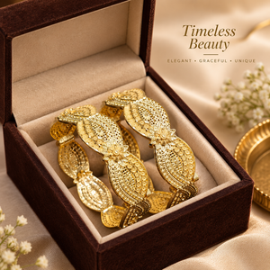 กำไลข้อมือสเตทเมนท์ โบรด์ คาดา สำหรับผู้หญิง |   ทองเหลืองเคลือบทอง 24K ลายดอกไม้ |   เครื่องประดับเจ้าสาวและงานแต่งงานแบบอินเดีย - Product Image 2
