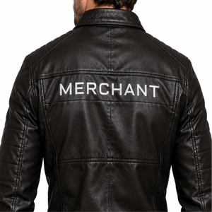 Men <b>Leather</b> <b>Jacket</b> Classic <b>Jacket</b> Style Front Zip Closure Stand Collar Design <b>Long</b> Sleeve Style Side Pocket Detail Modern Black - Product Image 6