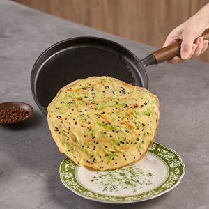 WANGYUANJI Padella per Pizza in Ghisa 20 cm, Antiaderente, con Manico in Legno per Cucina Interna ed Esterna - Product Image 4