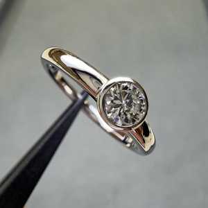 Vintage Round Diamond Solitaire <b>Ring</b> 1.01CT Lab Grown 10K Solid Gold Vintage Bezel Setting Anniversary Celebrate Gift For Her - Product Image 3