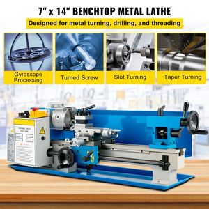 Tornio Compatto per Metallo 7" X 14" 0-2500 RPM con Mandrino a 3 Griffe da 4" Design da Banco Macchinario per Lavorazione Metalli - Product Image 2