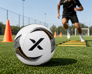 Ballons de football personnalisés X, ballons de football de grande taille |   Blanc Noir Or |   Logo X |   Fabricant OEM ODM |   Qualité de conception haut de gamme - Product Image 6