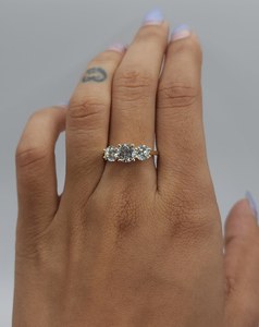 1.50 CT 3 Stone Lab Grown <b>Diamond</b> <b>Ring</b> in 18K Gold Plated | IGI Certified Luxury Engagement <b>Ring</b> | Bridal <b>Diamond</b> Jewelry - Product Image 5