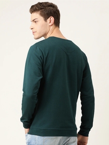 Sweat-shirt à col rond vert foncé pour homme, coupe classique, logo imprimé, pull décontracté, tricot d'automne, 100% coton - Product Image 2