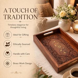 Unicorn Handicrafts Modern <b>Wooden</b> Serving <b>Tray</b> for Breakfast Coffee Tea Snacks Food Dining <b>Table</b> Home Kitchen Restaurant - Product Image 6