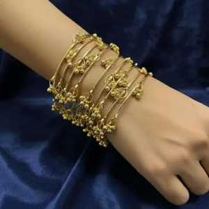 Latest Designs 8 Piece Set Golden Kashmiri Jhumki Shining <b>Bangles</b> Bridal Wedding Party Wear Premium Wholesale Price By Star Impe - Product Image 2