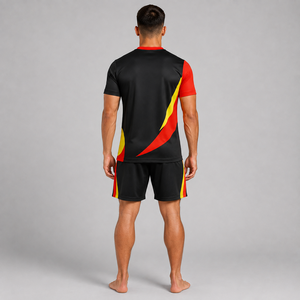 Conjunto de Uniforme de Fútbol Unisex BIN FATEH, Negro, Rojo y Amarillo, Impresión Digital, Poliéster Transpirable, Talla Adulto, Precio al por Mayor, Marca Personalizada - Product Image 2