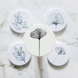 Classic Leaf Design White <b>Coaster</b> Suitable For Office Workspace Desk Organization And <b>Table</b> Protection Purpose From India - Product Image 1
