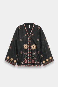 Kurta en coton noir brodé pour femme, coupe ample traditionnelle, vêtements décontractés indiens et pakistanais, longueur au sol, tenue de soirée de haute qualité - Product Image 2