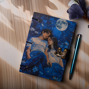 Premium <b>A5</b> Romantic Couple Moonlight Design Notebook with Lock 100 Pages Handmade Paper Journal Eco Friendly Diary Gift Notebook - Product Image 5