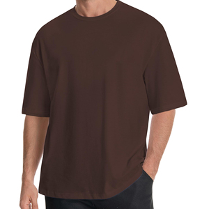 Camiseta Oversize de Algodón 100% para Hombre, Estilo Deportivo, Holgada, Hombro Caído, 220g, Manga Corta, Cuello Redondo, con Logo Frontal - Product Image 1