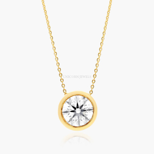 Collar con Colgante Solitario de Diamante Cultivado en Laboratorio, Corte Brillante Redondo, Certificado IGI, con Bisel Flotante de Oro de 14K - Product Image 6