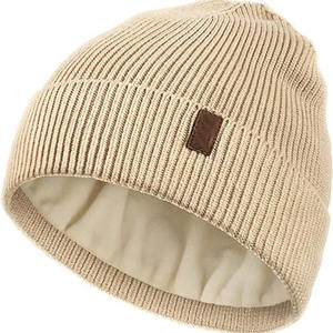Fashion Manufacture Warm Super Soft Lined Beanie Soft Satin Lined Knit Hat Ski Cuffed Cap Winter Beanie Hats for Men Women Hat - Product Image 2
