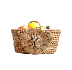 Handcrafted Water Hyacinth Lion <b>Basket</b> Cute Animal Face Wicker Desktop Organizer Box Decorative <b>Small</b> Toy <b>Storage</b> Bin Wholesale - Product Image 3