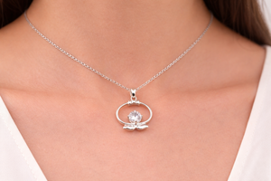 Collier pendentif ovale en argent sterling 925 avec diamant, bijoux en pierres précieuses faits à la main, cadeau - Product Image 5