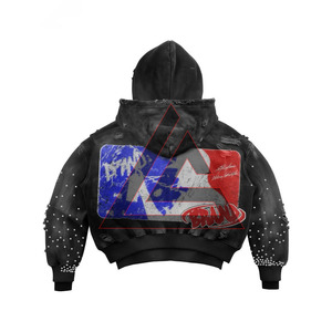 ชุดเซ็ตเสื้อฮู้ดดี้โอเวอร์ไซส์แบบซิปประดับเพชรและกางเกงยีนส์ขาสั้นฟอกสีสไตล์สตรีทแวร์สุดฮิตปี 2026 พร้อมชุดปักลาย - Product Image 3