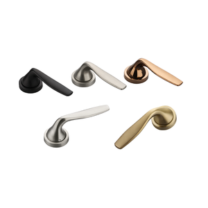 High Quality Solid Brass Door <b>Handle</b> Set, Smooth Curved Lever Design with Round Rose, Premium Door Hardware for Residential - Product Image 1