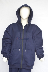 Sweat-shirt à capuche décontracté pour femme en molleton 100 % coton respirant bleu marine, à manches longues, avec design personnalisé en relief - Product Image 2