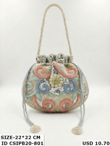 Handcrafted <b>Sequin</b> and Beaded Potli <b>Bag</b> Designer Drawstring Bucket Purse for Women Traditional Wedding Party Festive Handbag - Product Image 5