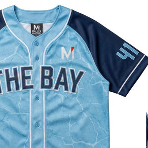 Maillot de baseball 100 % polyester sublimé, design personnalisé, col en V, entièrement boutonné, uniformes d'entraînement professionnels pour hommes - Product Image 3