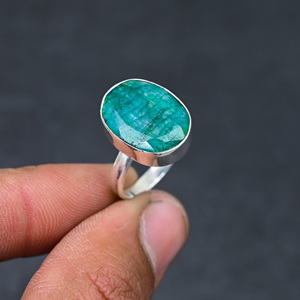 Gorgeous Hot Selling Faceted Green <b>Emerald</b> <b>Ring</b> Handmade 925 Sterling <b>Silver</b> Plated Oval Luxury Premium Grade Vintage Jewelry - Product Image 3