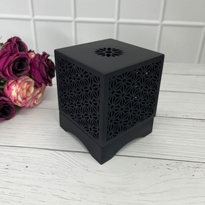 Mubkhar moderne en bois noir, brûleur d'encens géométrique en forme de cube, brûleur de Bakhoor arabe, brûleur d'Oud en métal, décoration d'intérieur, vente en gros - Product Image 1