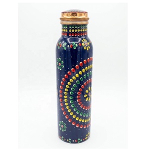 Blue Printed Pure <b>Copper</b> Water <b>Bottle</b> Yoga Water <b>Bottle</b> Ayurvedic <b>Copper</b> Vessel Leak Proof <b>Copper</b> <b>Bottle</b> for Gifted - Product Image 1