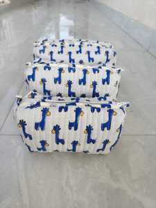 Premium Cotton Quilted Cosmetic <b>Organizer</b> Set of 3 Toiletry Pouches Travel <b>Makeup</b> Bag Water Resistant Travel <b>Case</b> for Women Bulk - Product Image 2
