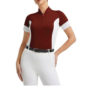 Manches courtes, col montant, Hunter Sports, sous-vêtements de base professionnels pour femmes, équitation, polyester, respirant, coupe ajustée, personnalisé - Product Image 1