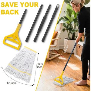 Mopa Industrial de Alta Resistencia con 3 Cabezales de Repuesto Extra Grandes, Mango Largo de 59 Pulgadas con Extremo Encurvado para Limpieza de Pisos - Product Image 2