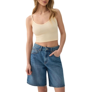 Débardeur court uni sans manches ajusté pour femme, idéal pour l'été, la gym, le yoga, le fitness, la course à pied, sans coutures, vente en gros personnalisée - Product Image 2