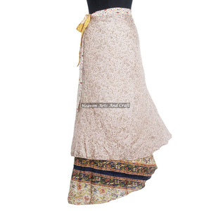 Fashionable Silk Sari Long Wrap <b>Skirt</b> For Wearing <b>boho</b> stylish multi color summer wear comfortable fashion <b>boho</b> hippie free size - Product Image 3