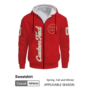 Men's Custom Zip-Up Fleece Hoodie Eco-Friendly Cartoon Pattern Personalized Name/Number/Logo Fashionable Design Sports - Product Image 4