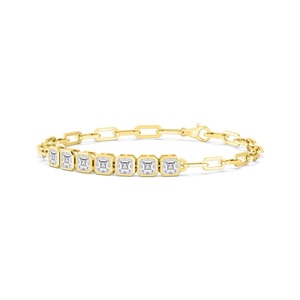 Modern 18K Yellow Gold Asscher Cut Lab Grown Diamond Bezel Link Bracelet 3.58 CTW - Product Image 2