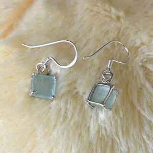 Pendientes de Aguamarina Natural Hechos a Mano, Plata de Ley 925, Gema Azul Natural - Product Image 3