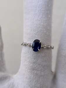 แหวนไพลินสีน้ำเงินหรูหรา รูปทรงวงรี แหวนหมั้นพลอยล้ำค่า แหวนขอแต่งงานสำหรับเธอ เครื่องประดับ - Product Image 2