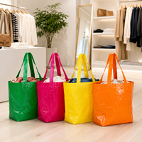 Sac fourre-tout promotionnel en plastique recyclé tissé PP laminé, imperméable, réutilisable, couleur et design personnalisables, best-seller