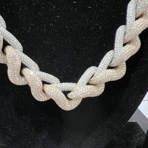 925 Sterling Silver <b>Iced</b> <b>Out</b> Cuban Link <b>Chain</b> VVS Moissanite Round Brilliant Cut Hip Hop Necklace Unisex - Product Image 4