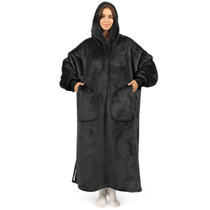 Everglide Corporation Winter Long Oversized Wearable <b>Blanket</b> Hooded Sweatshirt Soft <b>Sherpa</b> Lined Solid Pullover Women Kids - Product Image 2