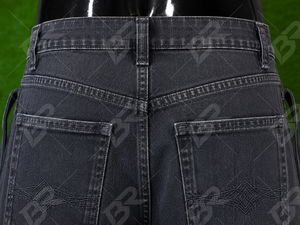 Pantalones vaqueros de mezclilla vintage para hombre, de cintura media, pierna ancha, lavado ácido, plisados, casuales, de ajuste holgado, tejidos, estilo streetwear de verano - Product Image 6
