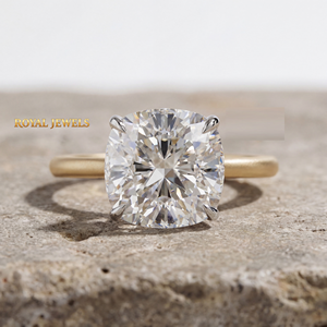 <b>Cushion</b> Cut Moissanite Diamond Solitaire <b>Ring</b> 14K Gold Plated Resizable Engagement Silver Jewelry - Product Image 2