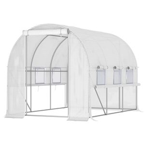 Serra a tunnel alta 9.7FT X 6.5FT X 6.5FT con copertura in PE ecologica, porte con cerniera, finestre a rete e telaio in acciaio, serra passabile - Product Image 1