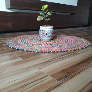 Tapis de sol en jute multicolore grande taille à poils longs, fabriqués à partir de sangles en tissu, recyclables, pour salle de bain, disponibles en taille personnalisée - Product Image 2