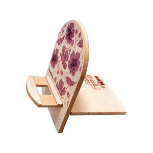 Custom Wooden Phone Stand – Pink Cherry Blossom Smartphone Holder for Desk & Home Decor - Product Image 2