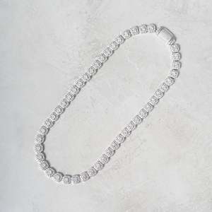 Luxury Princess Cut Diamond <b>Choker</b> Necklace 925 <b>Silver</b> Bezel Setting Women's Party Jewelry - Product Image 1